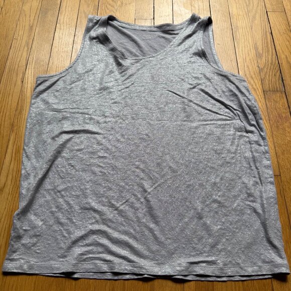 Eileen Fisher Size XL Silver Gray Metallic Linen Lightweight Sleeveless Tank Top - Picture 2 of 9